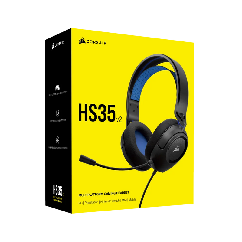 אוזניות גיימינג CORSAIR HS35 V2 BLUE