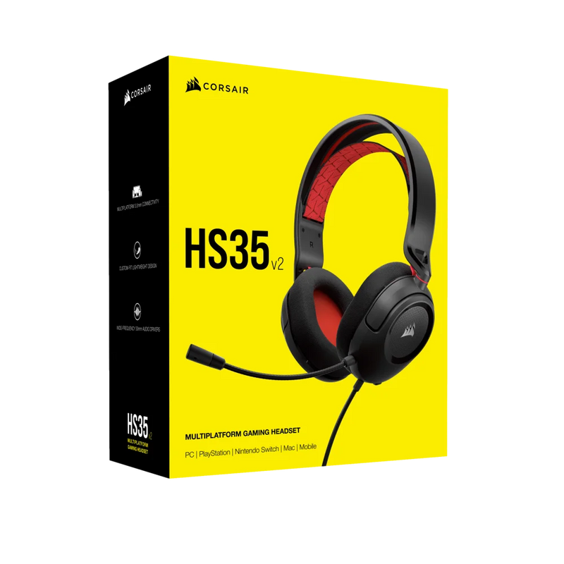 אוזניות גיימינג CORSAIR HS35 V2 RED